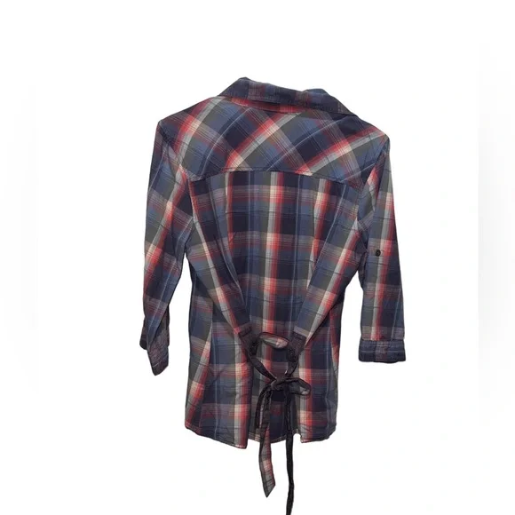 BKE Buckle Plaid Button Down Tie Shirt - Picture 2 of 3